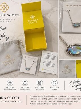 Kendra Scott Iridescent Blue Opal Elisa Pendant Necklace